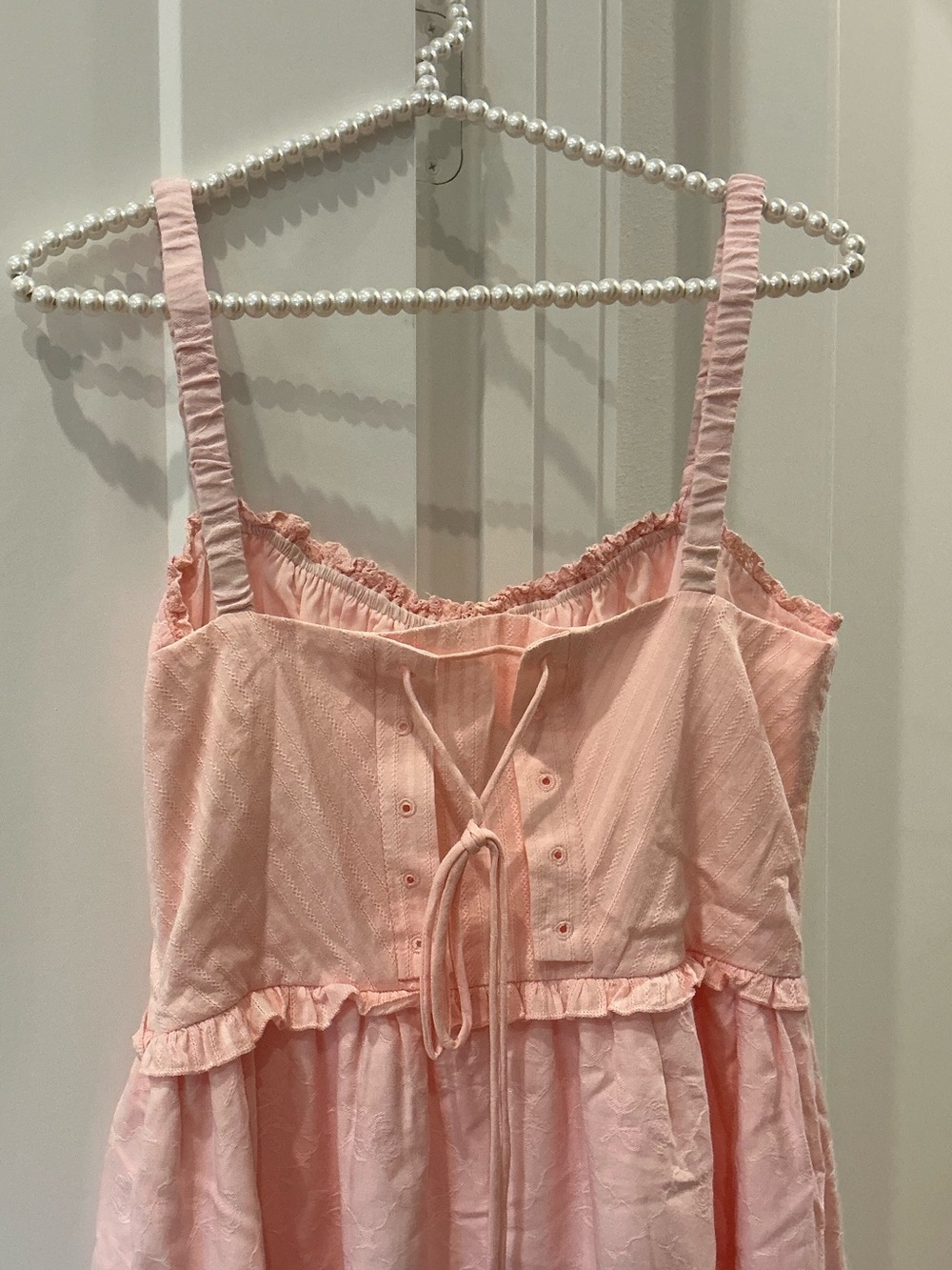 ๐ธ Commense Ruffle Hem Midi Dress Pale Pink Sundress Small ๐ธ - Picture 5 of 8